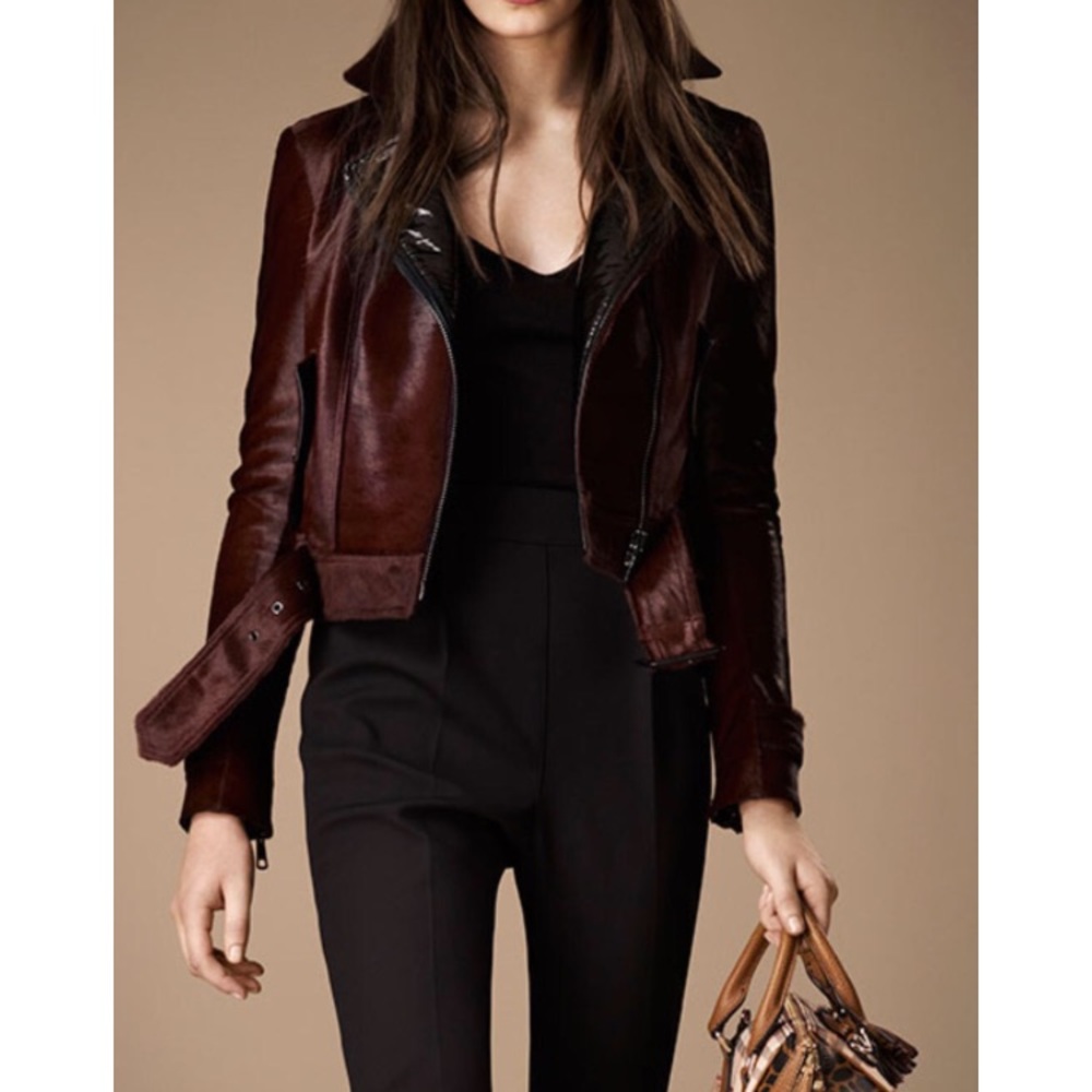 Burberry Glossy Calfskin Biker Jacket